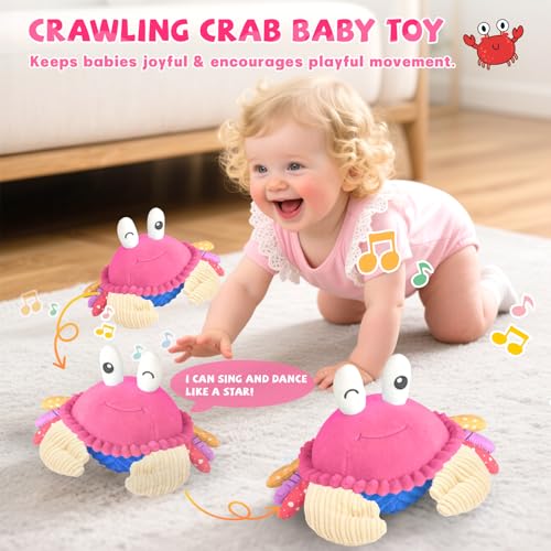 SAIMAN Pink Crawling Crab Baby Toy