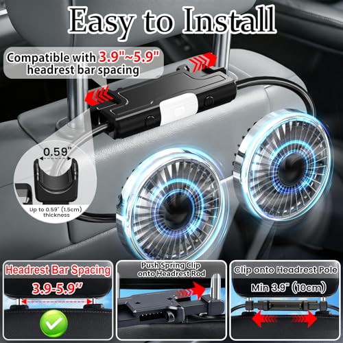 IriQuart Dual Backseat Car Fan For Backseat For Kids