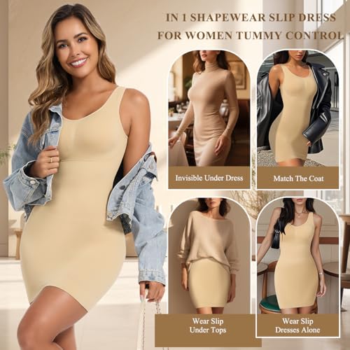JOYSHAPER Shapewear Dress Slip Built In Bra For Women
